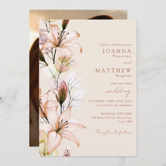 Herbstliche Herbsthochzeit Boho Rustikales Foto Einladung (Vorne/Hinten)