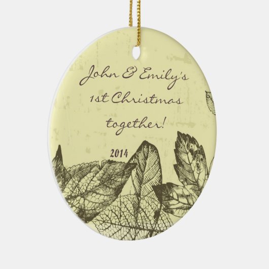 Herbstliche Herbstlaub Bleibe Personalisierter Nam Keramik Ornament (Rechts)