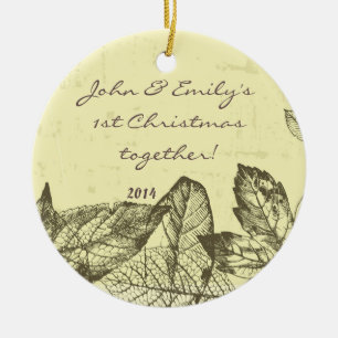 Herbstliche Herbstlaub Bleibe Personalisierter Nam Keramik Ornament