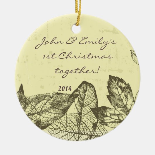 Herbstliche Herbstlaub Bleibe Personalisierter Nam Keramik Ornament (Vorne)