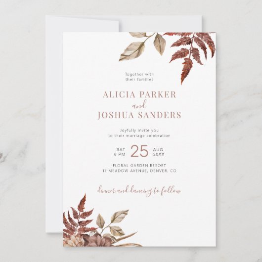 Herbstliche Herbstlaub in einem QR-Code Einladung (Vorderseite)