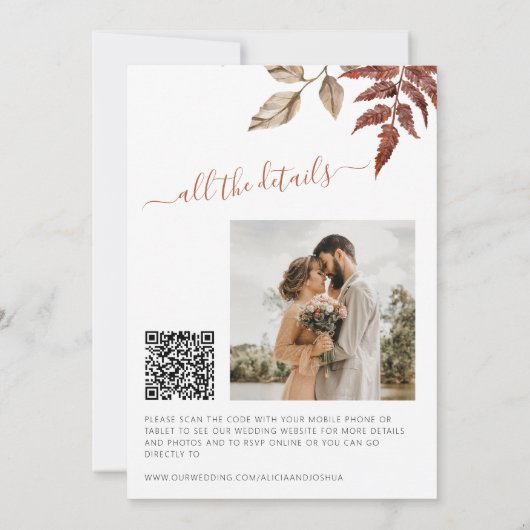 Herbstliche Herbstlaub in einem QR-Code Einladung (Rückseite)