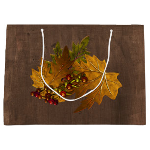 Herbstliche Herbstlaub Rustikale Hochzeit Große Geschenktüte