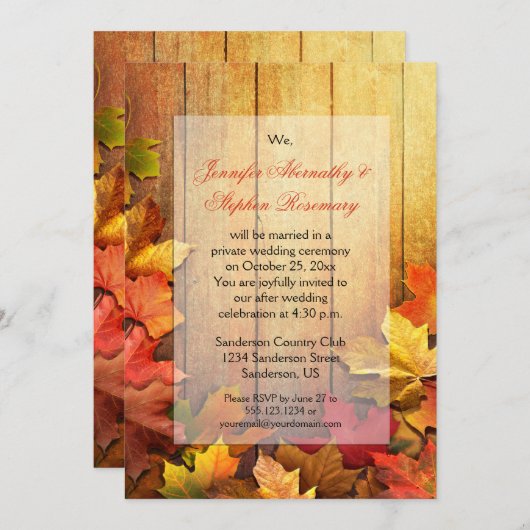 Herbstliche Herbstlaub UAWG AUF VORDERSEITE Einladung (Vorne/Hinten)