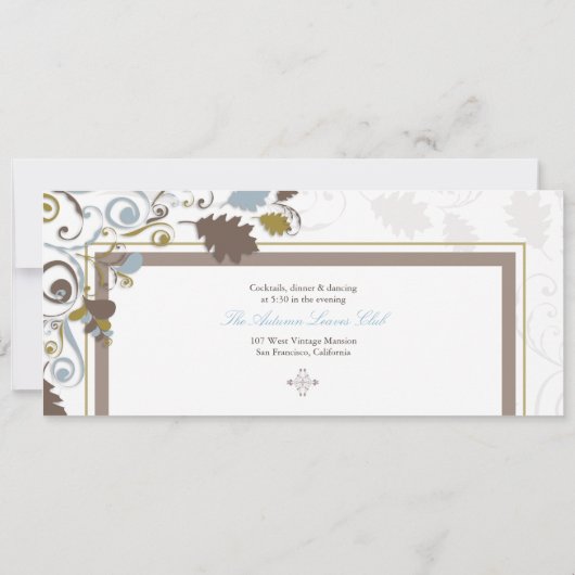 Herbstliche Herbstlaub Wirbel Hochzeitsfeier Einladung (Rückseite)