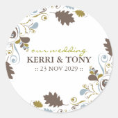 Herbstliche Herbstlaub Wirbel Rustikale Hochzeit Runder Aufkleber (Vorderseite)