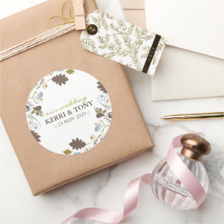 Herbstliche Herbstlaub Wirbel Rustikale Hochzeit Runder Aufkleber