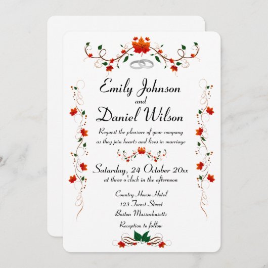 Herbstliche Herbstlaube Einladung Hochzeit (Vorne/Hinten)