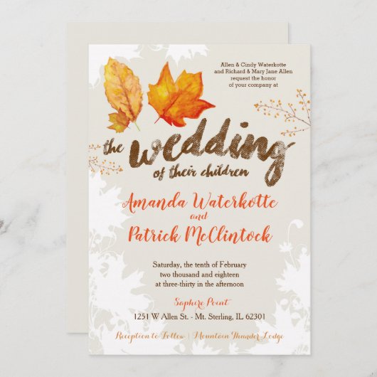 Herbstliche Herbstlaube Einladung zur Hochzeitsfei (Vorne/Hinten)