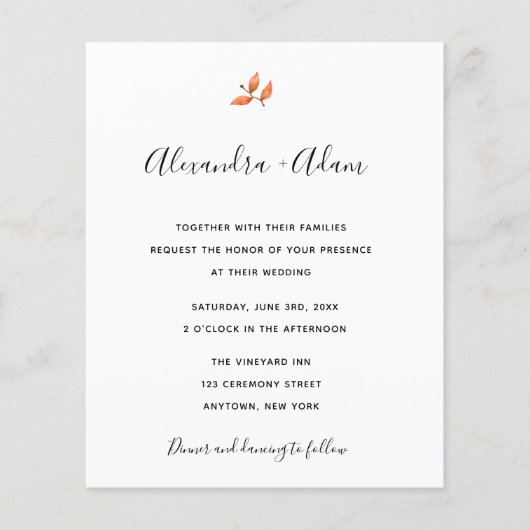 Herbstliche Herbstlaube Hochzeitseinladungen (Vorderseite)