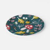 Herbstliche Herbstlaube mit Pilz im grünen Schatt Pappteller (Schrägansicht)