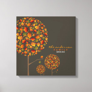 Herbstliche Herbstlaube Pop Baumfamilie Leinwand