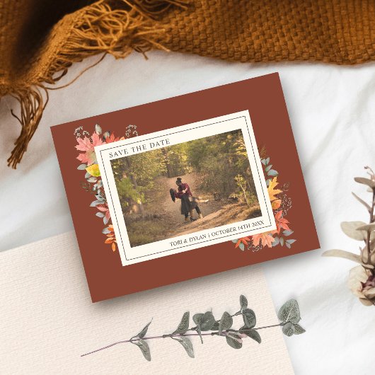 Herbstliche Herbstlaube Terracotta Wedding Foto Save The Date