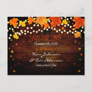 Herbstliche Herbstlichter Rustikale Postkarte Datu