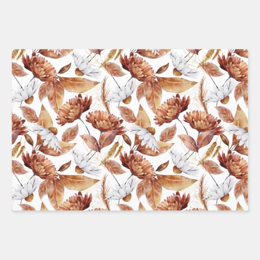 Herbstliche Herbstmuster in Terracotta, Grün, Rost Geschenkpapier Set (Vorderseite 2)
