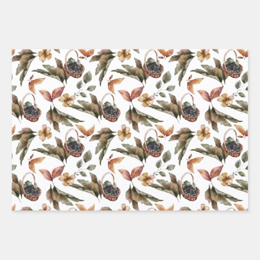 Herbstliche Herbstmuster in Terracotta, Grün, Rost Geschenkpapier Set (Vorderseite 3)