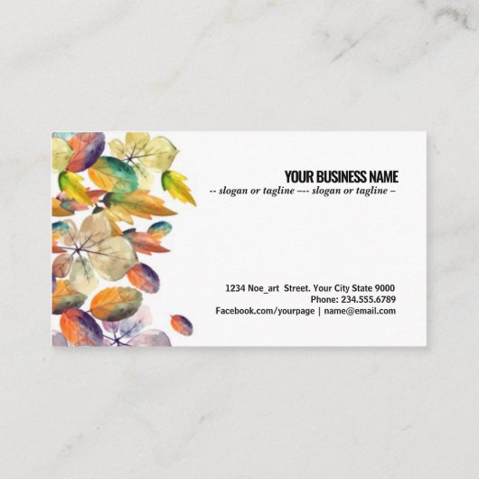 Herbstliche Hintergrundfarbe mit Blätter Visitenkarte (Rückseite)