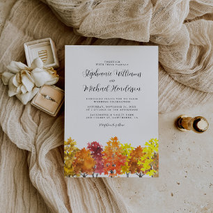 Herbstliche Hochzeit Aquarell Wald Einladung