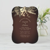 Herbstliche Hochzeit der Wasserfarbe Mocha Brown Einladung (Stehend Vorderseite)