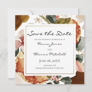 Herbstliche Hochzeit der Wasserfarben Save The Date