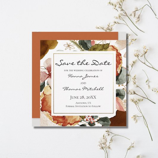 Herbstliche Hochzeit der Wasserfarben Save The Date