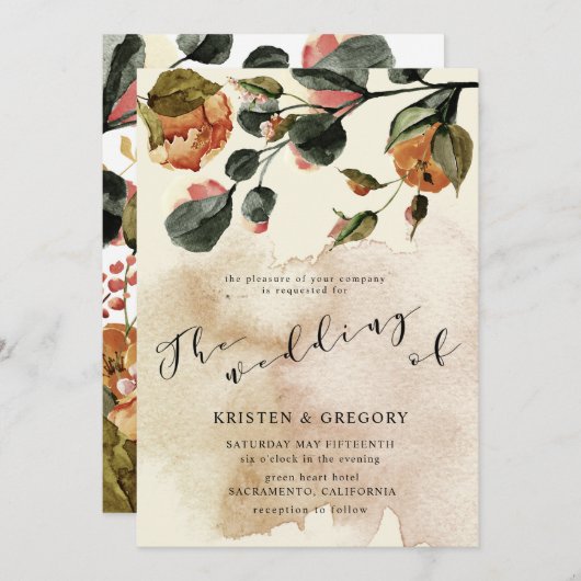 Herbstliche Hochzeit Einladung (Vorne/Hinten)