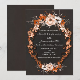 Herbstliche Hochzeit im Herbst Orange Blume Elegan Einladung