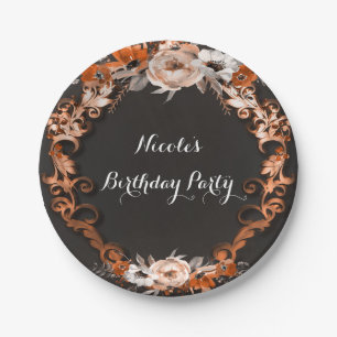 Herbstliche Hochzeit im Herbst Orange Blume Elegan Pappteller