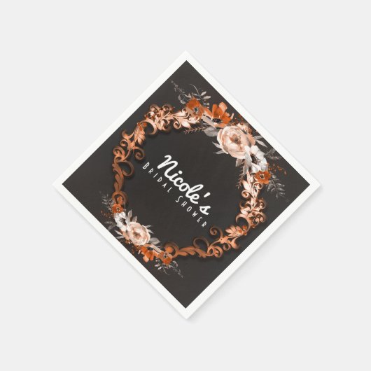 Herbstliche Hochzeit im Herbst Orange Blume Elegan Serviette (Ecke)