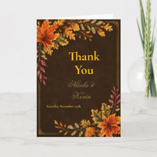Herbstliche Hochzeit in Braun Dankeskarte