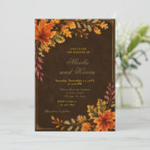 Herbstliche Hochzeit in Braun Einladung (Stehend Vorderseite)