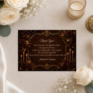 Herbstliche Hochzeit mit Kerzenlichtromantik Dankeskarte