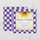 Herbstliche Hochzeit mit lila Gingham Save The Dat Date (Vorne/Hinten)