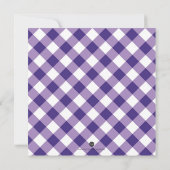 Herbstliche Hochzeit mit lila Gingham Save The Dat Date (Rückseite)