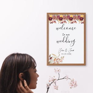 Herbstliche Hochzeit von Wasserfarben Poster