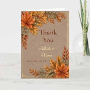 Herbstliche Hochzeit Warm Taupe Dankeskarte