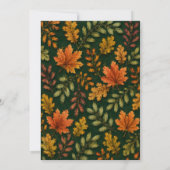 Herbstliche Hochzeitsblätter Waldgrün Einladung (Rückseite)