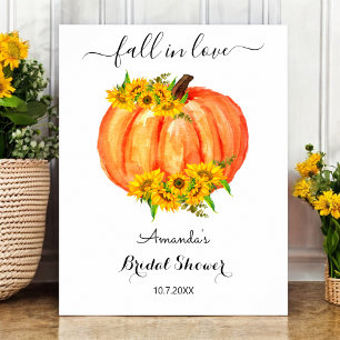 Herbstliche Hochzeitsdusche Florale Orange Kürbis  Poster