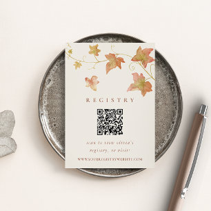 Herbstliche Hochzeitsdusche QR Code Begleitkarte