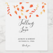 Herbstliche Hochzeitsfolien in der Liebe fallen Weinetikett (Einzelnes Label)