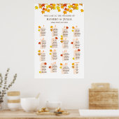 Herbstliche Hochzeitstabelle 15 Tabellen Poster (Küche)