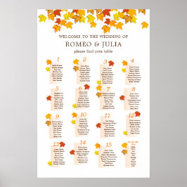 Herbstliche Hochzeitstabelle 15 Tabellen Poster