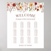 Herbstliche Hochzeitstabelle für Burgund Herbst Poster (Vorne)