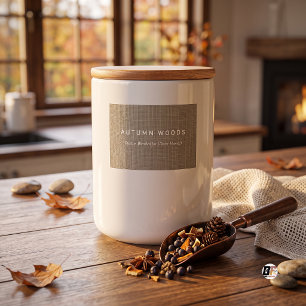 Herbstliche Holzoptik-Gewebe-Typografie Taupe Lebensmitteletikett