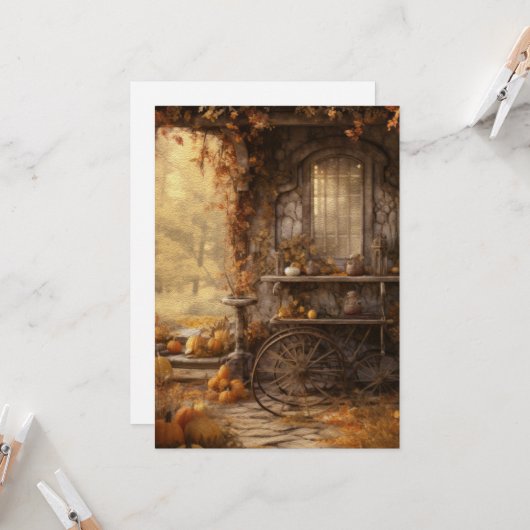 Herbstliche Hütte im Woods Hello Flat Karte (Vorderseite/Rückseite Beispiel)