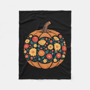 Herbstliche Jahreszeit Kürbis Floral Wildblume Dan Fleecedecke