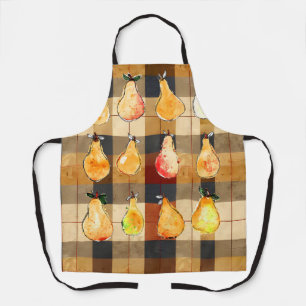 Herbstliche Karierte Schürze mit Birnen-Design