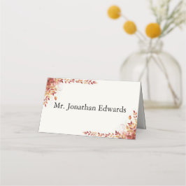 Herbstliche katholische Hochzeit in Rot und Gold Platzkarte