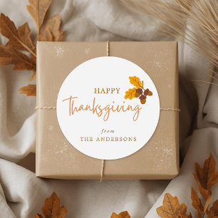 Herbstliche Kiefernzapfen Frohes Thanksgiving-Gesc Runder Aufkleber