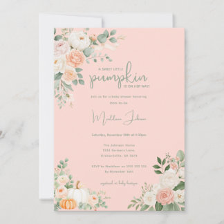 Herbstliche kleine Kürbis-Blumen-Mädchen-Baby-Part Einladung